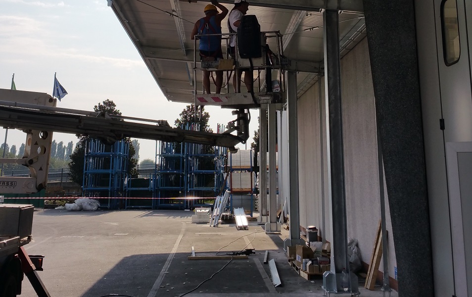 costruzione di una tettoia ad uso produttivo | superficie 200 mq | Villafranca Padovana, Padova | progettazione strutturale e direzione dei lavori | 2016
